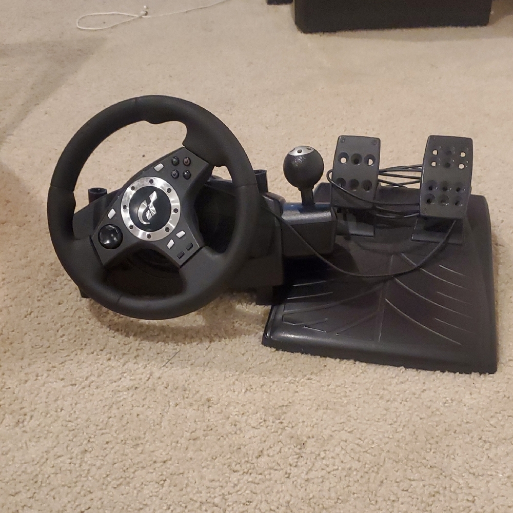 Logitech Black Gaming Steering Wheel with Pedals(no Power cable)